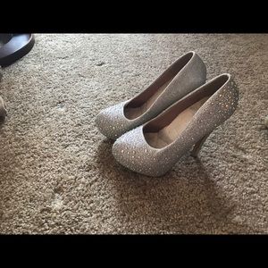 Silver Rhinestone heels